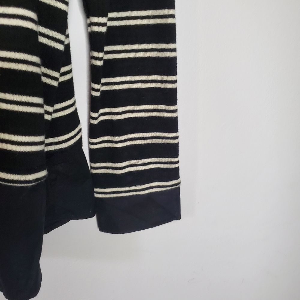 Zara Black and White Stripe Long Sleeve Blouse - Picture 5 of 7